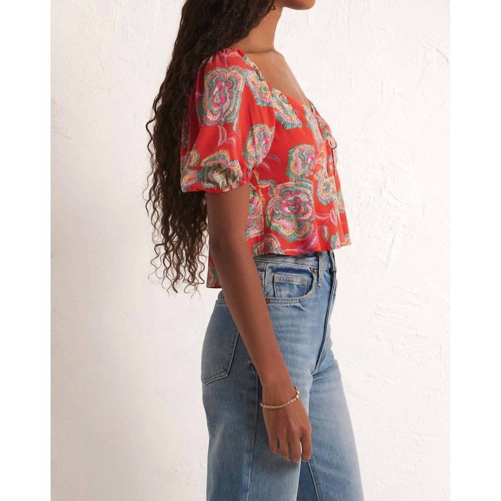 NEW Z SUPPLY tango floral top in red - Picture 2 of 3